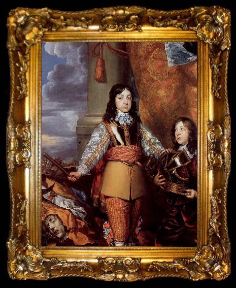 framed  William Dobson Allegorical portrait of Charles II of England when Prince of Wales with a page on the right and the head of Medusa bottom left, ta009-2